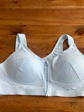 Padded Bra 3 X Blue NWOT Stretch Adjustable Straps Front Closure